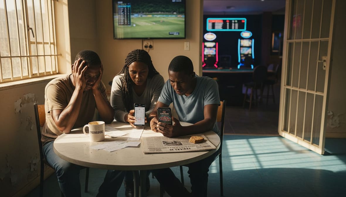 Group worried over gambling slips at kitchen table