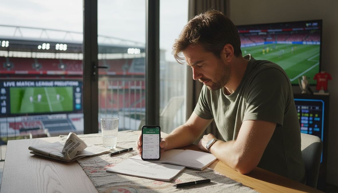 Man reviewing betting budget notebook